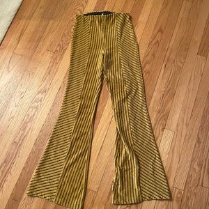 Free people mustard yellow ribbed flare velvet pants in small